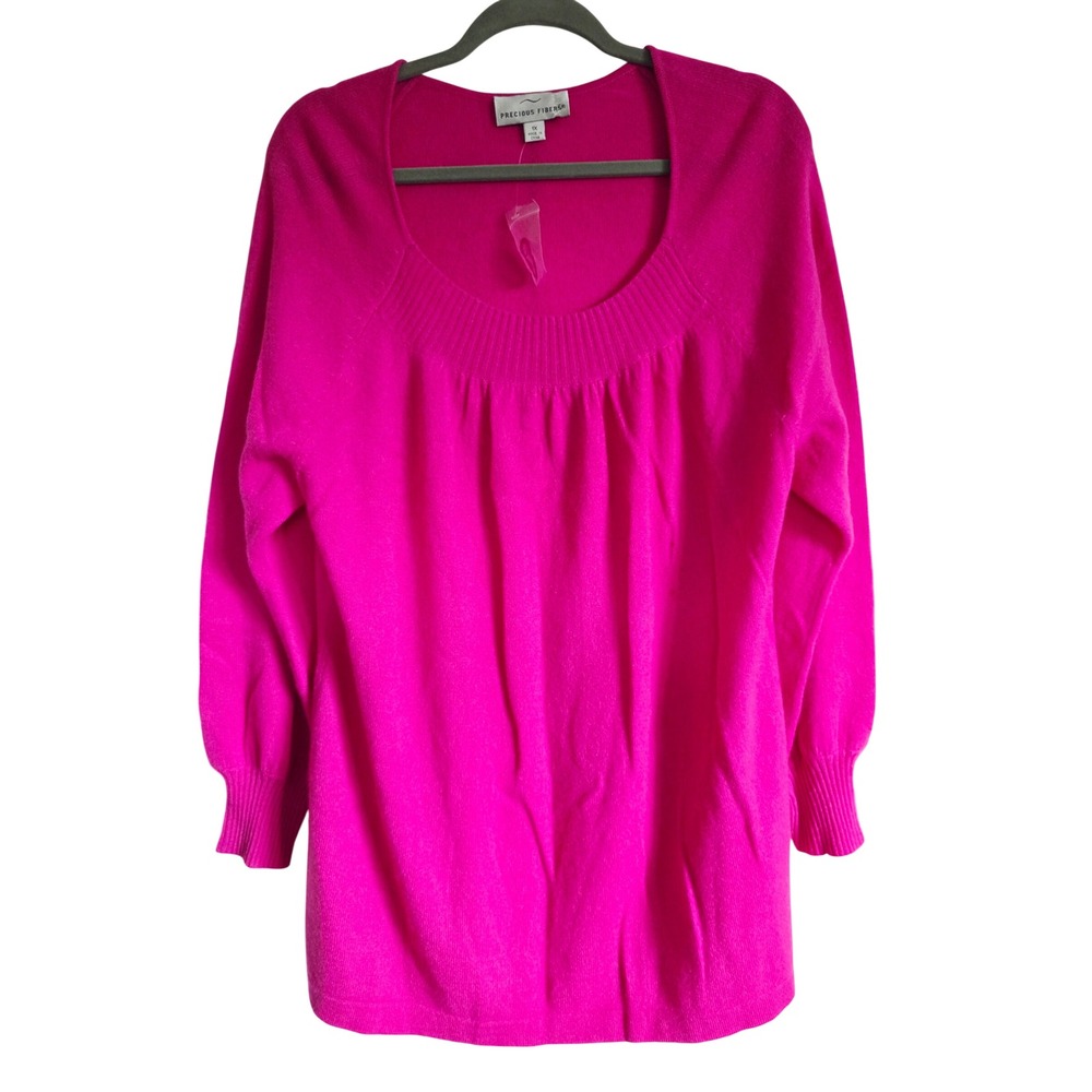 Precious Fibers 1X Pink Cashmere Scoop Neck Sweater Cozy Soft 1X‎ Buton Bag NWOT